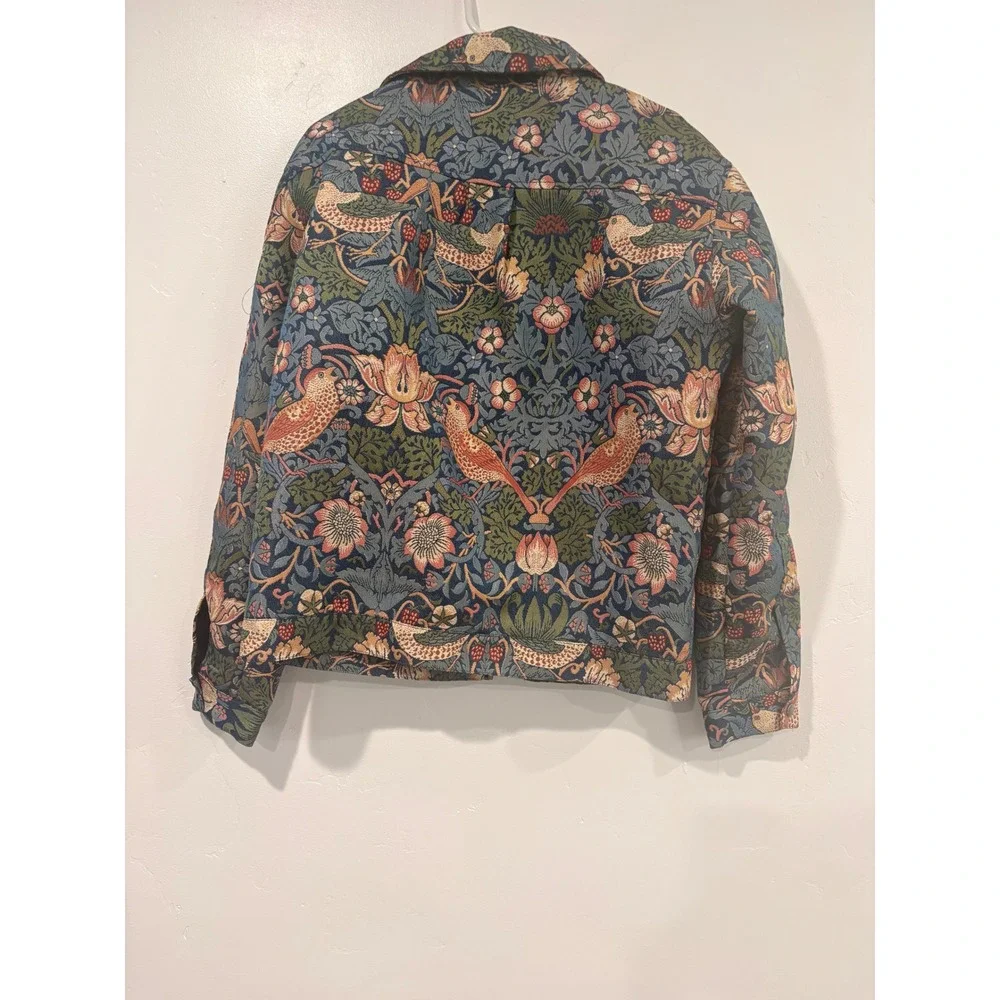 PacSun Tapestry Jacket Mens Medium Floral Bird Print Full Zip Woven
